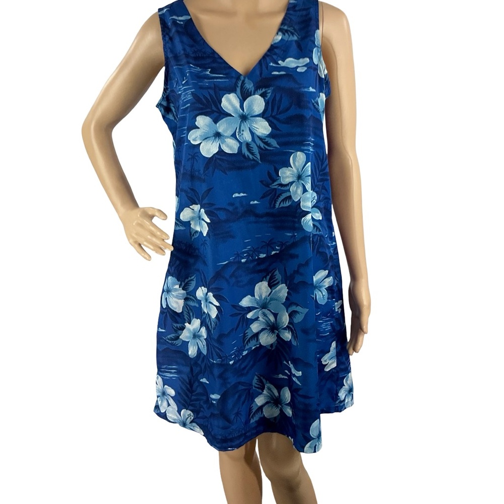 Peppermint Bay Tropical Floral Sundress Blue Resort Size M